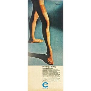 Chemstrand Nylon "We cut up a stocking to make a point!" Vintage Print Ad 1963